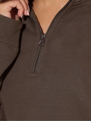 PixieGirl Petite Brown Petite Funnel Zip Sweatshirt - Image 4 of 5