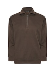 PixieGirl Petite Brown Petite Funnel Zip Sweatshirt - Image 5 of 5