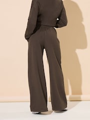 PixieGirl Petite Brown Wide Fit Patch Pocket Wide Leg Joggers - Image 3 of 5