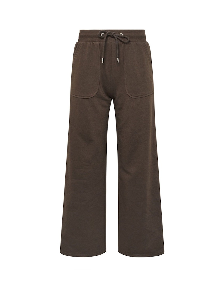 PixieGirl Petite Brown Wide Fit Patch Pocket Wide Leg Joggers - Image 5 of 5
