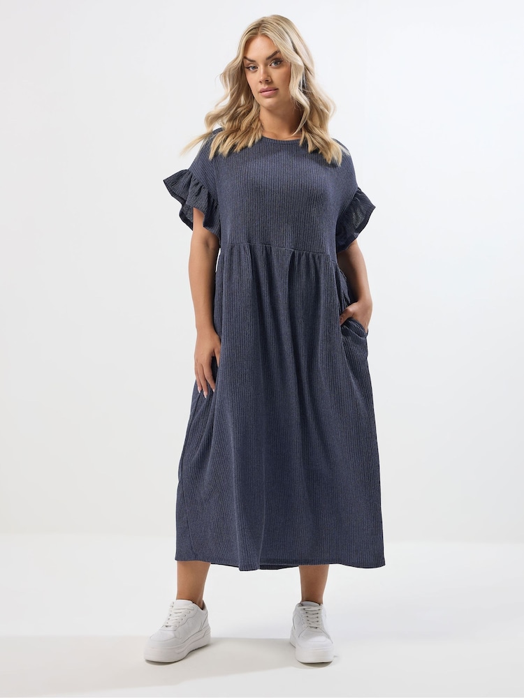 Yours Curve Jersey Frill Texture Dress - Imagem 2 de 5
