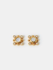 Accessorize 14ct Gold Diamanté Flower Stud Earrings - Image 1 of 3