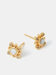 Accessorize 14ct Gold Diamanté Flower Stud Earrings - Image 2 of 3