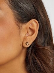 Accessorize 14ct Gold Diamanté Flower Stud Earrings - Image 3 of 3