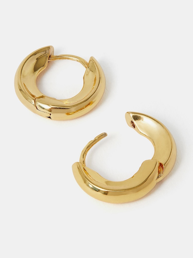 Accessorize Gold Tone 14ct Huggie Hoop Earrings - Image 1 of 2