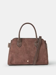 Accessorize Brown Suedette Bowler Bag - Image 1 of 5