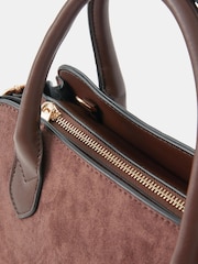 Accessorize Brown Suedette Bowler Bag - Image 3 of 5