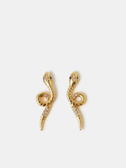 Accessorize Gold Tone 14ct Snake Stud Earrings - Image 2 of 3