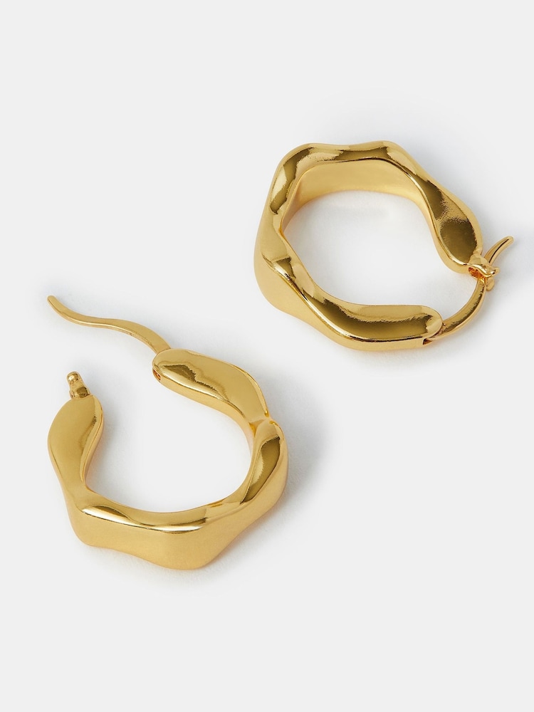 Accessorize Gold Tone 4ct Molten Hoop Earrings - Image 2 of 3