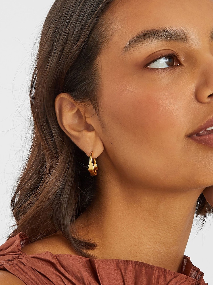 Accessorize Gold Tone 4ct Molten Hoop Earrings - Image 3 of 3