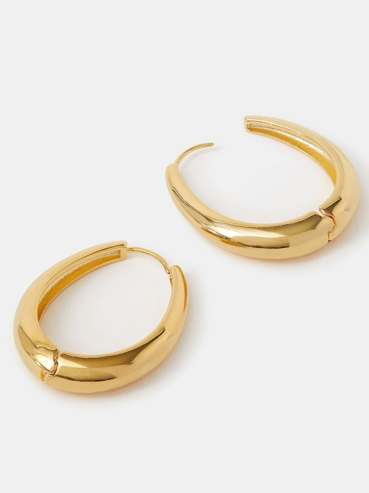 Accessorize Gold Tone Large 14ct Oval Hoop Earrings - Image 1 of 2