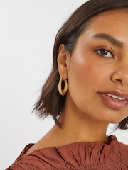 Accessorize Gold Tone Large 14ct Oval Hoop Earrings - Image 2 of 2