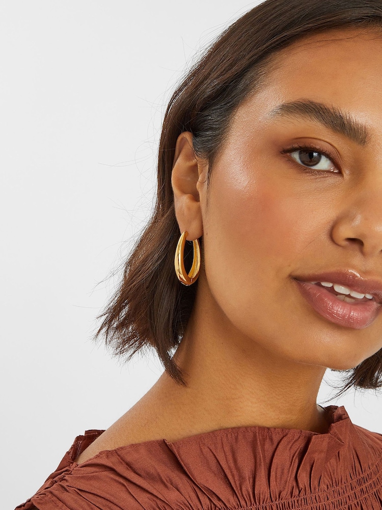 Accessorize Gold Tone Large 14ct Oval Hoop Earrings - Image 2 of 2