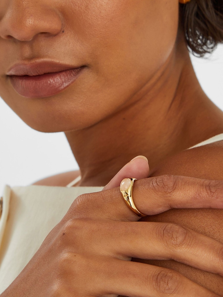 Accessorize Gold Tone 14ct Moonstone Adjustable Ring - Image 3 of 3 Accessorize Gold Tone 14ct Moonstone Adjustable Ring - Image 3 of 3