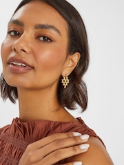 Accessorize Gold Tone 14ct Diamond Drop Earrings - Image 2 of 2
