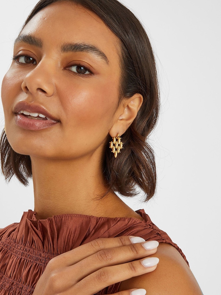 Accessorize Gold Tone 14ct Diamond Drop Earrings - Image 2 of 2