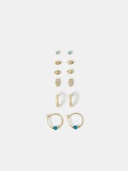 Accessorize 14ct Gold Stud & Hoop Earrings 6 Pack - Image 1 of 3