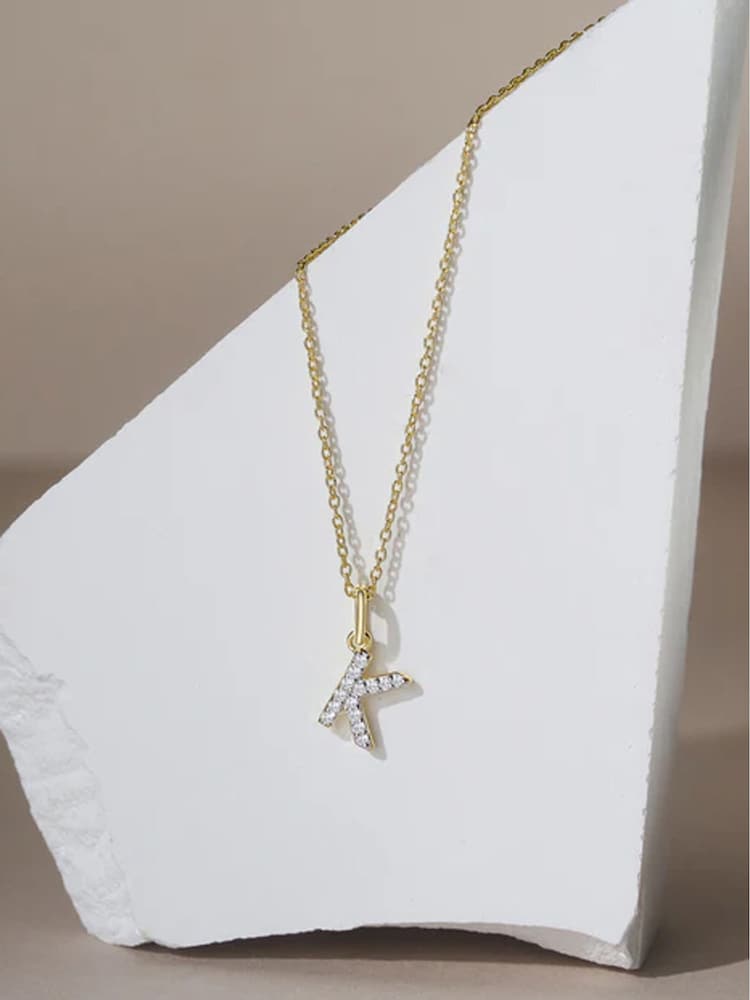 The Diamond Store White Love Letter Initial 0.10ct Lab Diamond Necklace in 18K Gold Vermeil - Image 2 of 2