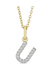 The Diamond Store White Love Letter Initial 0.10ct Lab Diamond Necklace in 18K Gold Vermeil - Image 1 of 2