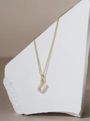 The Diamond Store White Love Letter Initial 0.10ct Lab Diamond Necklace in 18K Gold Vermeil - Image 2 of 2