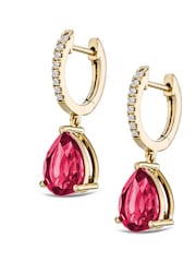 The Diamond Store Red Astra  6.80ct Pear Cut Drop  Lab Ruby Earrings in 18K Gold Vermeil - Image 1 of 2