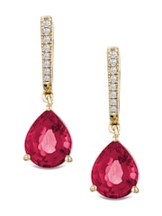 The Diamond Store Red Astra  6.80ct Pear Cut Drop  Lab Ruby Earrings in 18K Gold Vermeil - Image 2 of 2