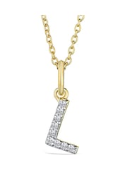 The Diamond Store White Love Letter Initial 0.10ct Lab Diamond Necklace in 18K Gold Vermeil - Image 1 of 2