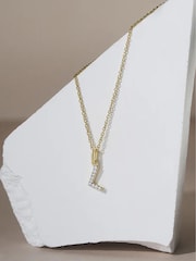 The Diamond Store White Love Letter Initial 0.10ct Lab Diamond Necklace in 18K Gold Vermeil - Image 2 of 2
