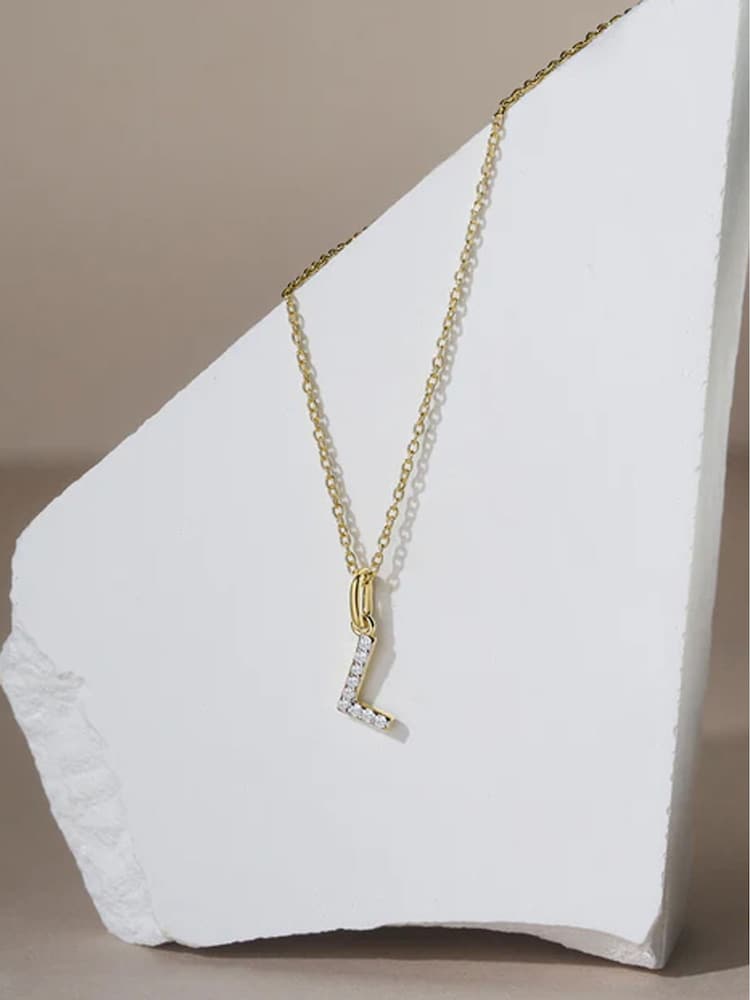 The Diamond Store White Love Letter Initial 0.10ct Lab Diamond Necklace in 18K Gold Vermeil - Image 2 of 2