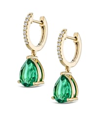The Diamond Store Green Astra 4.60ct Pear Cut Drop Lab Emerald Earrings in 18K Gold Vermeil - Image 1 of 4