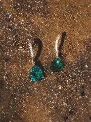 The Diamond Store Green Astra 4.60ct Pear Cut Drop Lab Emerald Earrings in 18K Gold Vermeil - Image 2 of 4