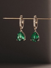 The Diamond Store Green Astra 4.60ct Pear Cut Drop Lab Emerald Earrings in 18K Gold Vermeil - Image 4 of 4