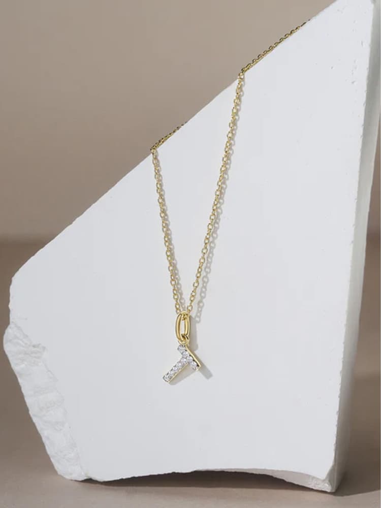 The Diamond Store White Love Letter Initial 0.10ct Lab Diamond Necklace in 18K Gold Vermeil - Image 2 of 2