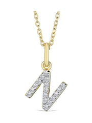 The Diamond Store White Love Letter Initial 0.10ct Lab Diamond Necklace in 18K Gold Vermeil - Image 1 of 2