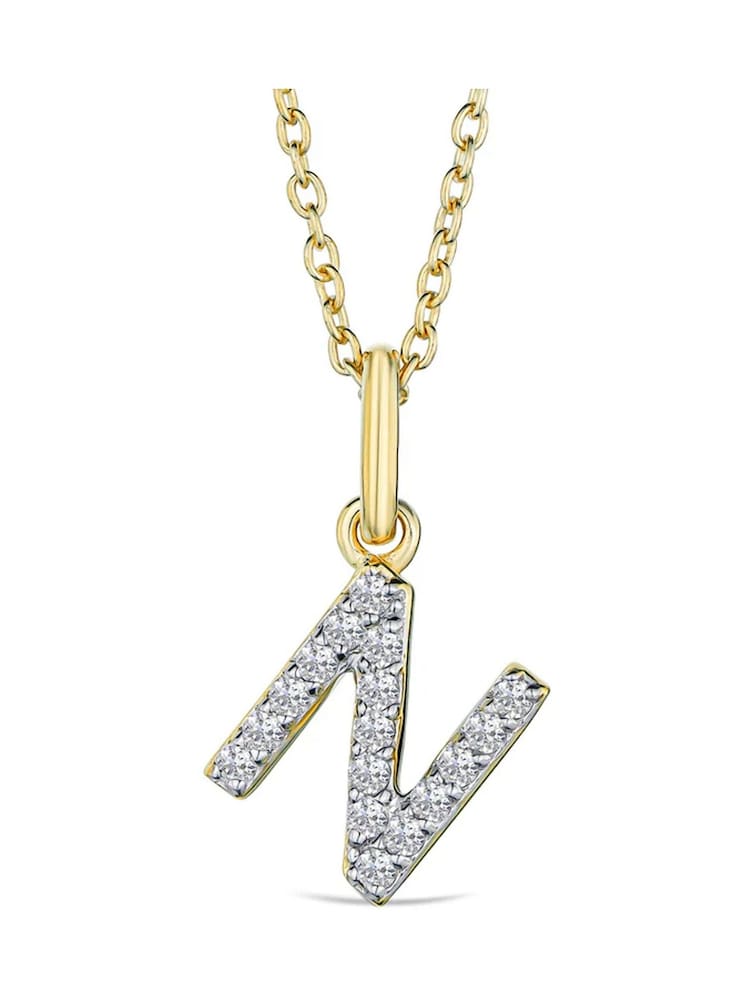 The Diamond Store White Love Letter Initial 0.10ct Lab Diamond Necklace in 18K Gold Vermeil - Image 1 of 2
