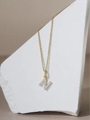 The Diamond Store White Love Letter Initial 0.10ct Lab Diamond Necklace in 18K Gold Vermeil - Image 2 of 2