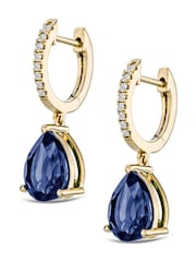 The Diamond Store Blue Astra 6.80ct Pear Cut Drop Lab Sapphire Earrings in 18K Gold Vermeil - Image 1 of 3