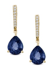 The Diamond Store Blue Astra 6.80ct Pear Cut Drop Lab Sapphire Earrings in 18K Gold Vermeil - Image 2 of 3
