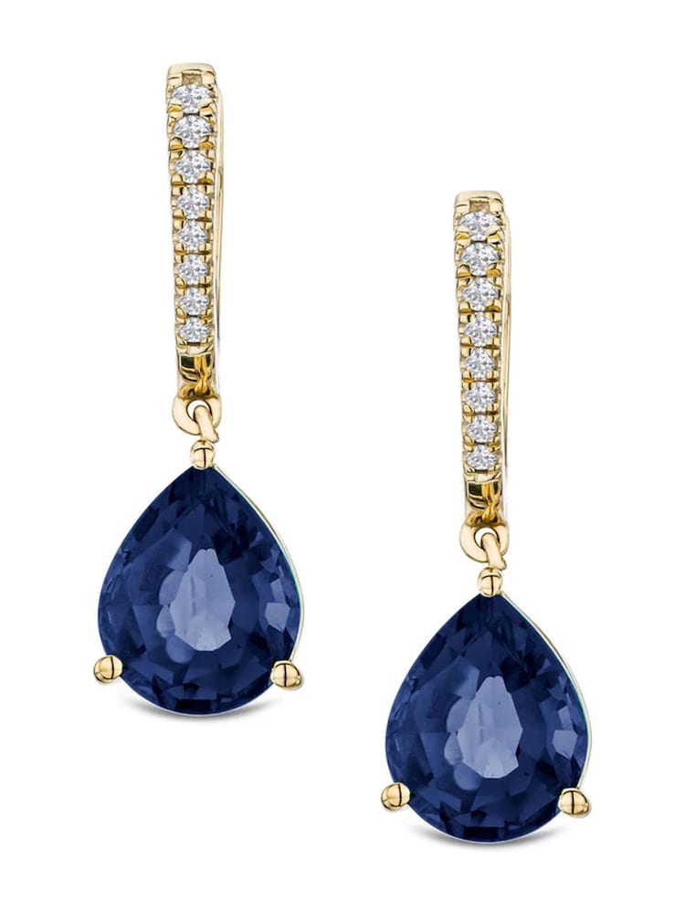 The Diamond Store Blue Astra 6.80ct Pear Cut Drop Lab Sapphire Earrings in 18K Gold Vermeil - Image 2 of 3