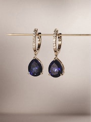 The Diamond Store Blue Astra 6.80ct Pear Cut Drop Lab Sapphire Earrings in 18K Gold Vermeil - Image 3 of 3