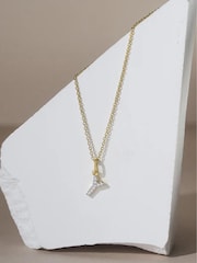 The Diamond Store White Love Letter Initial 0.10ct Lab Diamond Necklace in 18K Gold Vermeil - Image 2 of 2