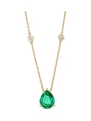 The Diamond Store Green Astra 2.40ct H/SI Pear Cut Lab Emerald Necklace in 18K Gold Vermeil - Image 1 of 4