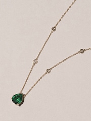 The Diamond Store Green Astra 2.40ct H/SI Pear Cut Lab Emerald Necklace in 18K Gold Vermeil - Image 2 of 4