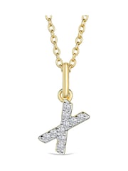 The Diamond Store White Love Letter Initial 0.10ct Lab Diamond Necklace in 18K Gold Vermeil - Image 1 of 2
