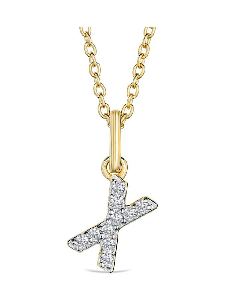 The Diamond Store White Love Letter Initial 0.10ct Lab Diamond Necklace in 18K Gold Vermeil - Image 1 of 2
