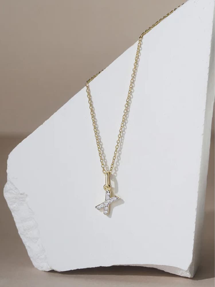 The Diamond Store White Love Letter Initial 0.10ct Lab Diamond Necklace in 18K Gold Vermeil - Image 2 of 2