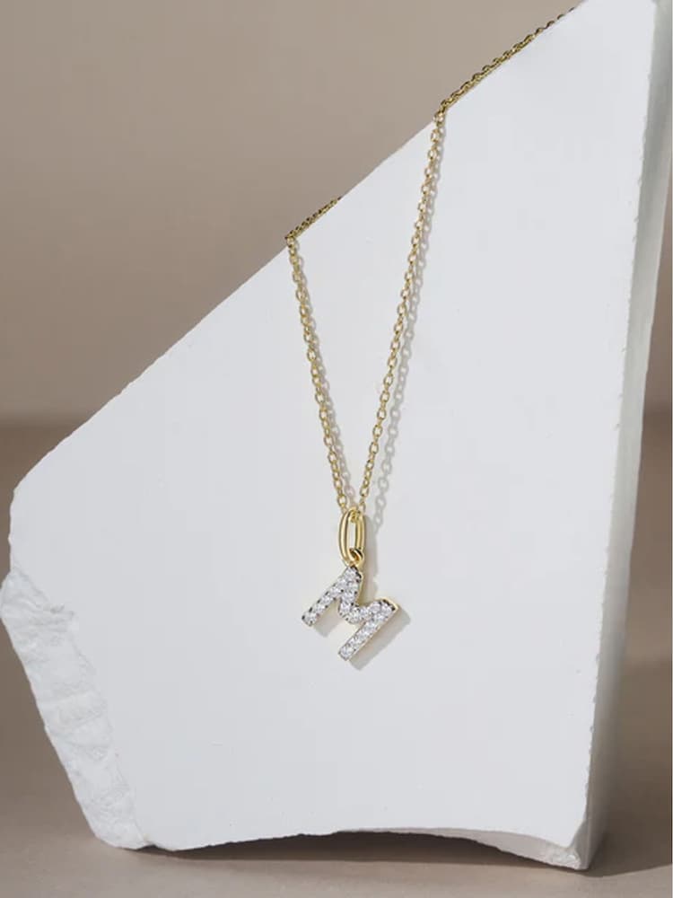 The Diamond Store White Love Letter Initial 0.10ct Lab Diamond Necklace in 18K Gold Vermeil - Image 2 of 2