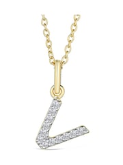The Diamond Store White Love Letter Initial 0.10ct Lab Diamond Necklace in 18K Gold Vermeil - Image 1 of 2