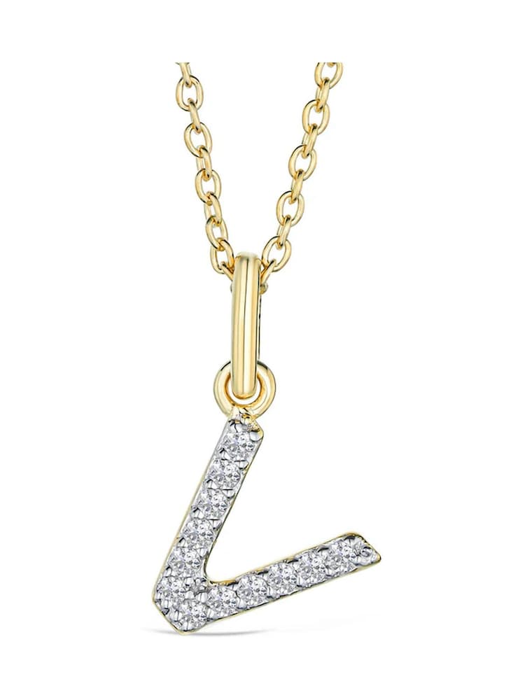 The Diamond Store White Love Letter Initial 0.10ct Lab Diamond Necklace in 18K Gold Vermeil - Image 1 of 2
