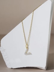 The Diamond Store White Love Letter Initial 0.10ct Lab Diamond Necklace in 18K Gold Vermeil - Image 2 of 2